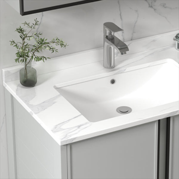 Modern Gray Bath Vanity Metal Frame Single Rectangular Wall Mount Sink Vanity Clearhalo 'Bathroom Remodel & Bathroom Fixtures' 'Bathroom Vanities' 'bathroom_vanities' 'Home Improvement' 'home_improvement' 'home_improvement_bathroom_vanities' 7476411