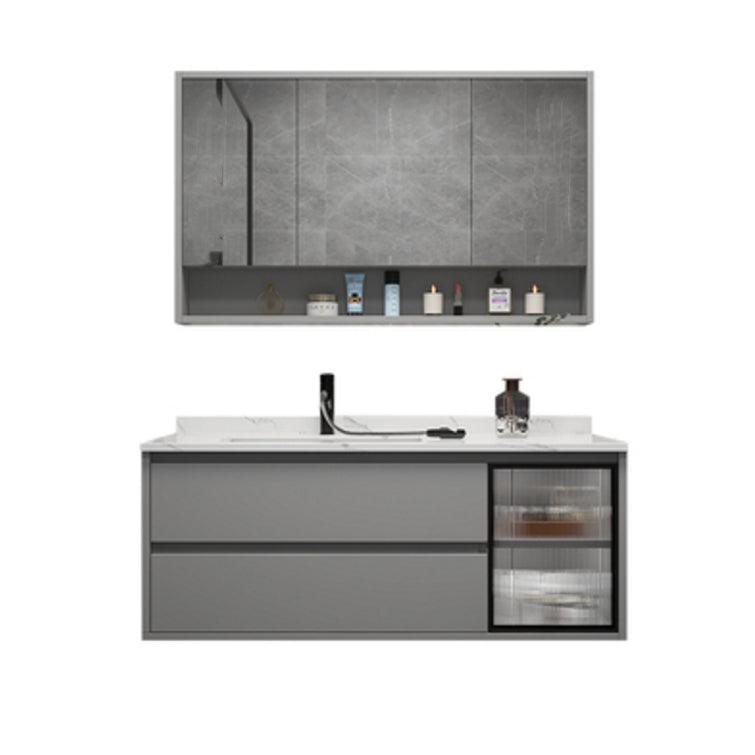 Modern Vanity Set Single Gray Rectangular Wall Mount Bath Vanity Clearhalo 'Bathroom Remodel & Bathroom Fixtures' 'Bathroom Vanities' 'bathroom_vanities' 'Home Improvement' 'home_improvement' 'home_improvement_bathroom_vanities' 7476439