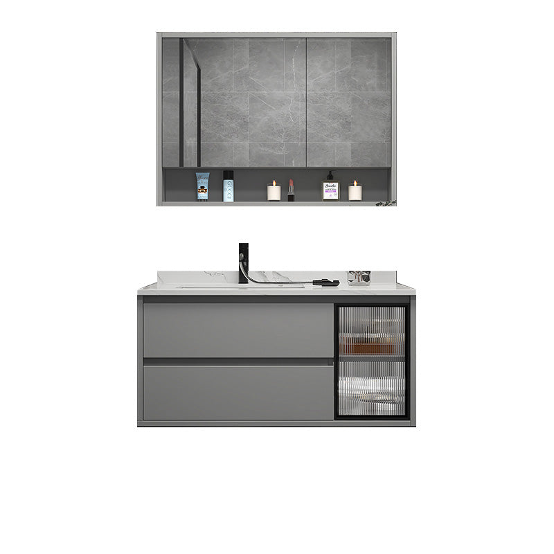 Modern Vanity Set Single Gray Rectangular Wall Mount Bath Vanity Vanity & Faucet & Mirror Cabinet https://res.litfad.com/site/img/item/2023/02/10/7476441/1200x1200.jpg Clearhalo 'Bathroom Remodel & Bathroom Fixtures' 'Bathroom Vanities' 'bathroom_vanities' 'Home Improvement' 'home_improvement' 'home_improvement_bathroom_vanities' 7476441