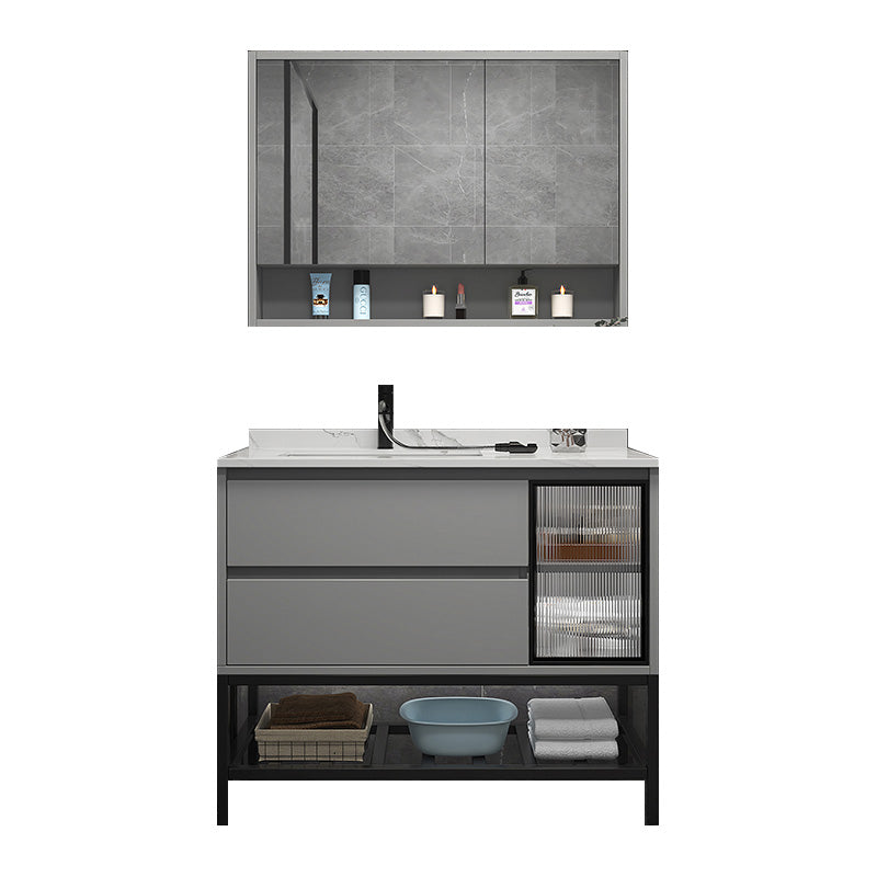 Modern Vanity Set Single Gray Rectangular Wall Mount Bath Vanity Vanity & Faucet & Mirror Cabinet https://res.litfad.com/site/img/item/2023/02/16/7476449/1200x1200.jpg Clearhalo 'Bathroom Remodel & Bathroom Fixtures' 'Bathroom Vanities' 'bathroom_vanities' 'Home Improvement' 'home_improvement' 'home_improvement_bathroom_vanities' 7476449