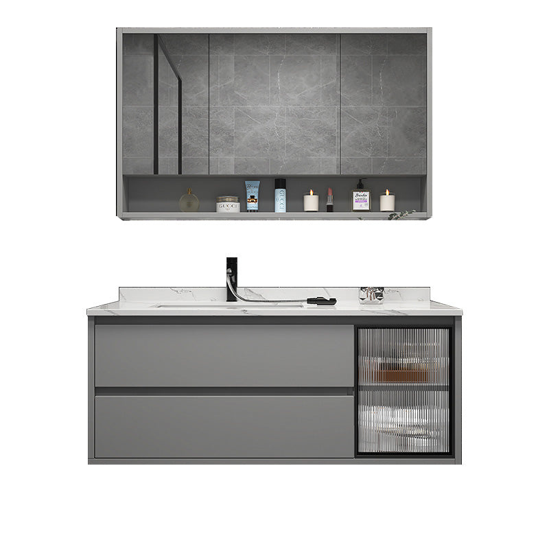 Modern Vanity Set Single Gray Rectangular Wall Mount Bath Vanity Vanity & Faucet & Mirror Cabinet https://res.litfad.com/site/img/item/2023/02/10/7476450/1200x1200.jpg Clearhalo 'Bathroom Remodel & Bathroom Fixtures' 'Bathroom Vanities' 'bathroom_vanities' 'Home Improvement' 'home_improvement' 'home_improvement_bathroom_vanities' 7476450