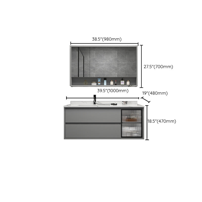 Modern Vanity Set Single Gray Rectangular Wall Mount Bath Vanity Clearhalo 'Bathroom Remodel & Bathroom Fixtures' 'Bathroom Vanities' 'bathroom_vanities' 'Home Improvement' 'home_improvement' 'home_improvement_bathroom_vanities' 7476455