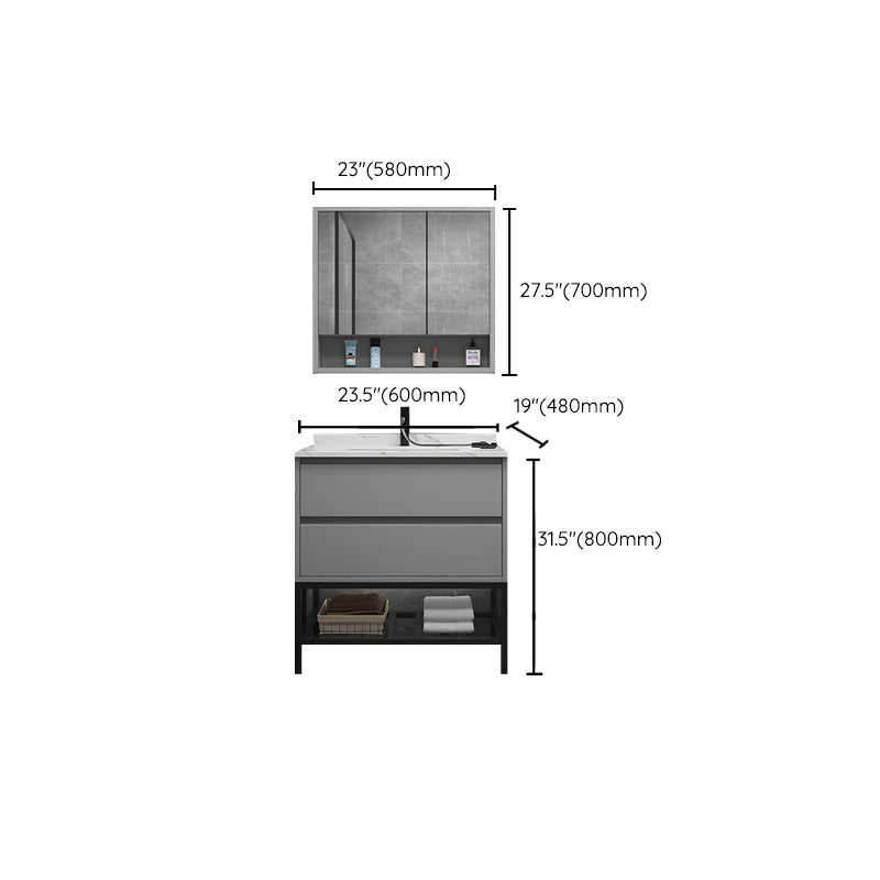 Modern Vanity Set Single Gray Rectangular Wall Mount Bath Vanity Clearhalo 'Bathroom Remodel & Bathroom Fixtures' 'Bathroom Vanities' 'bathroom_vanities' 'Home Improvement' 'home_improvement' 'home_improvement_bathroom_vanities' 7476457