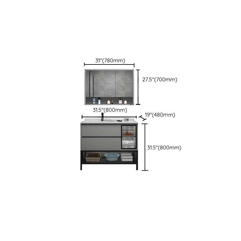 Modern Vanity Set Single Gray Rectangular Wall Mount Bath Vanity Clearhalo 'Bathroom Remodel & Bathroom Fixtures' 'Bathroom Vanities' 'bathroom_vanities' 'Home Improvement' 'home_improvement' 'home_improvement_bathroom_vanities' 7476459