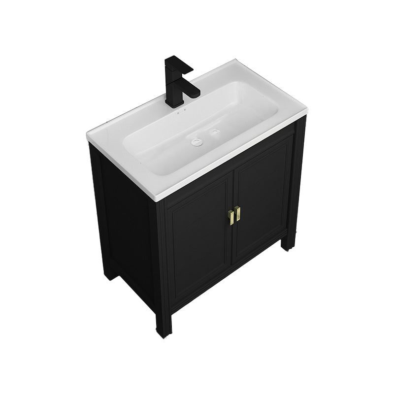 Metal Modern Sink Vanity Freestanding Faucet Included Bathroom Vanity Vanity & Faucet 28"L x 16"W x 31"H Clearhalo 'Bathroom Remodel & Bathroom Fixtures' 'Bathroom Vanities' 'bathroom_vanities' 'Home Improvement' 'home_improvement' 'home_improvement_bathroom_vanities' 7476533