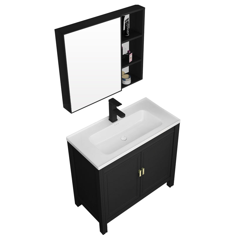 Metal Modern Sink Vanity Freestanding Faucet Included Bathroom Vanity Clearhalo 'Bathroom Remodel & Bathroom Fixtures' 'Bathroom Vanities' 'bathroom_vanities' 'Home Improvement' 'home_improvement' 'home_improvement_bathroom_vanities' 7476539