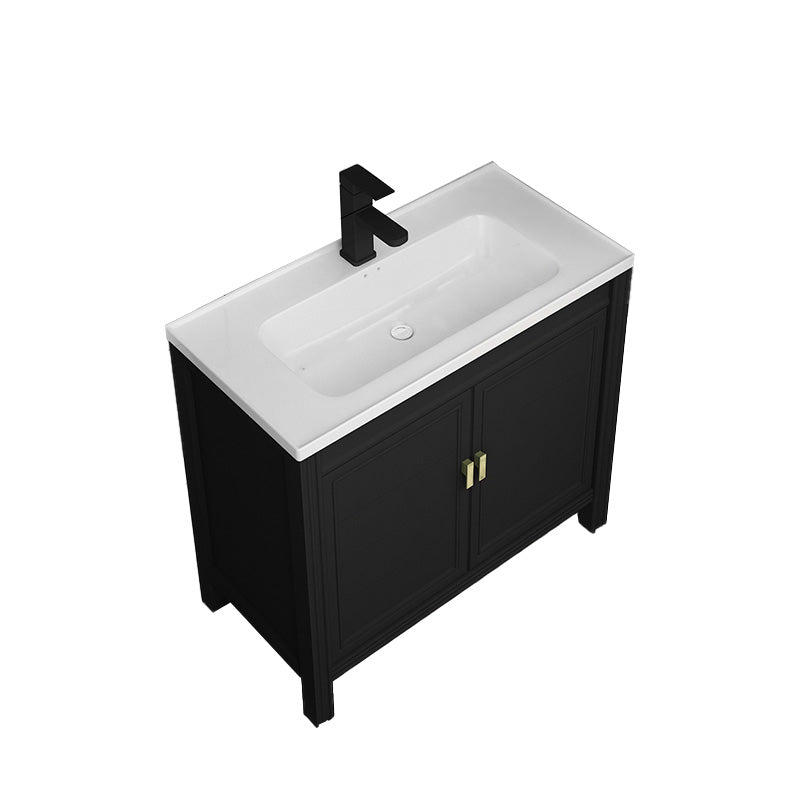 Metal Modern Sink Vanity Freestanding Faucet Included Bathroom Vanity Vanity & Faucet 32"L x 16"W x 31"H Clearhalo 'Bathroom Remodel & Bathroom Fixtures' 'Bathroom Vanities' 'bathroom_vanities' 'Home Improvement' 'home_improvement' 'home_improvement_bathroom_vanities' 7476546