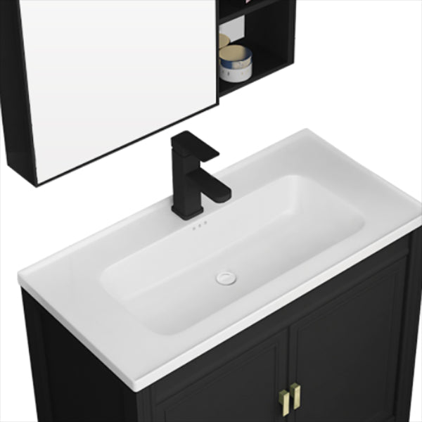 Metal Modern Sink Vanity Freestanding Faucet Included Bathroom Vanity Clearhalo 'Bathroom Remodel & Bathroom Fixtures' 'Bathroom Vanities' 'bathroom_vanities' 'Home Improvement' 'home_improvement' 'home_improvement_bathroom_vanities' 7476547