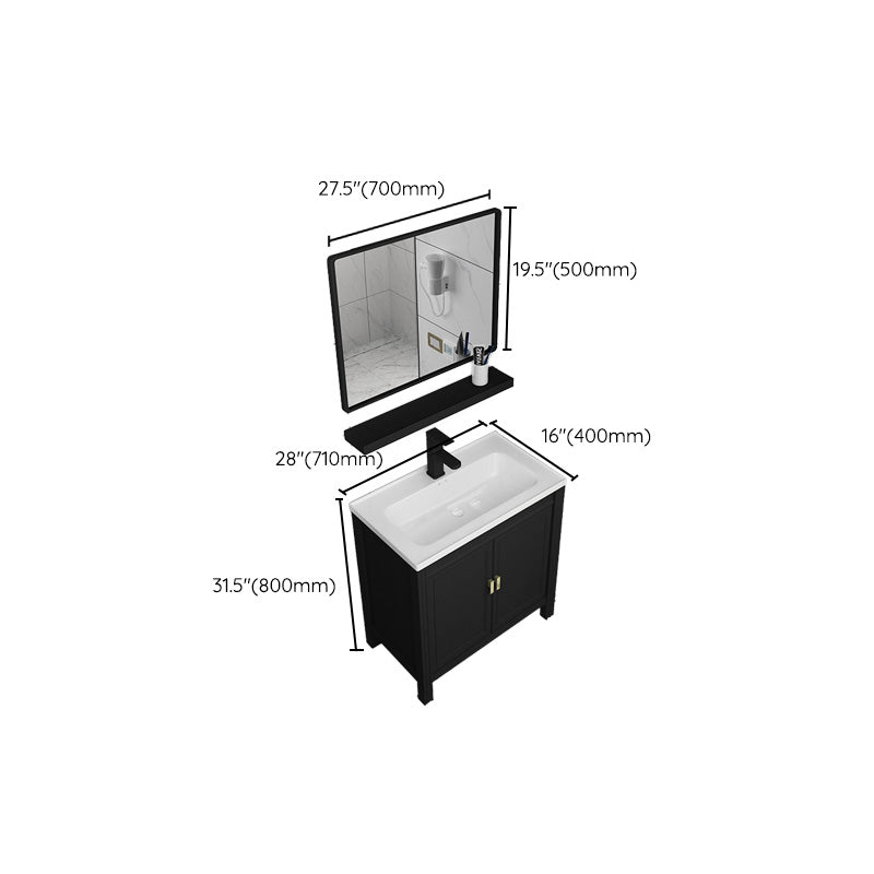 Metal Modern Sink Vanity Freestanding Faucet Included Bathroom Vanity Clearhalo 'Bathroom Remodel & Bathroom Fixtures' 'Bathroom Vanities' 'bathroom_vanities' 'Home Improvement' 'home_improvement' 'home_improvement_bathroom_vanities' 7476560