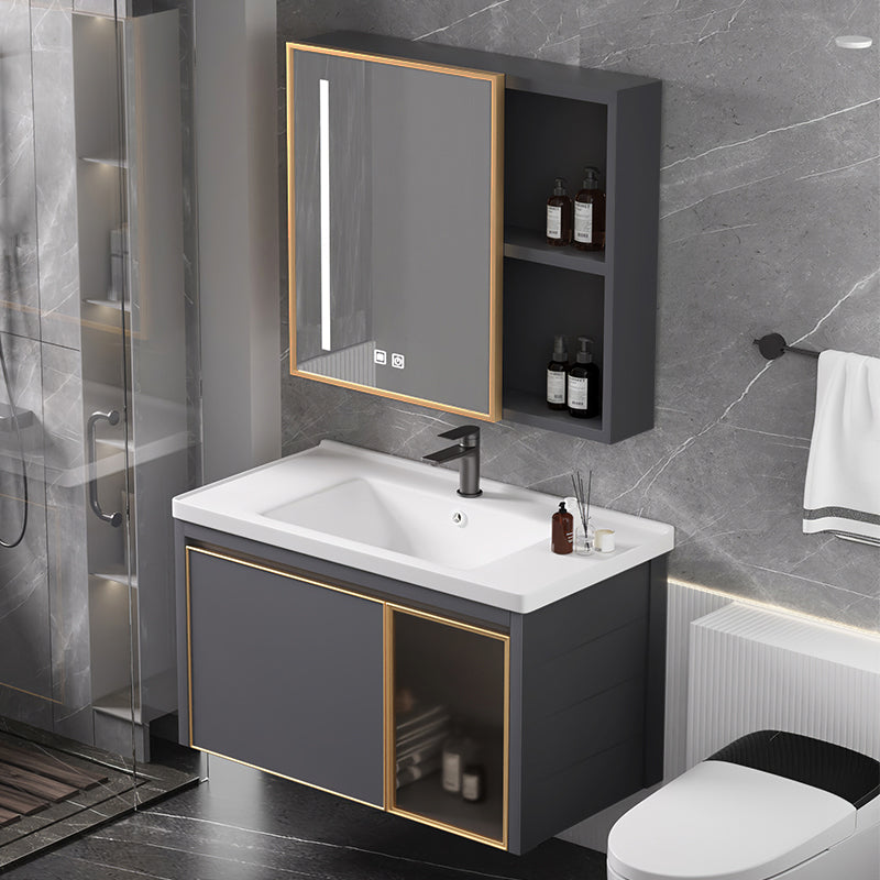 Glam Rectangular Bath Vanity Black Metal Base Single-Sink Bathroom Vanity Clearhalo 'Bathroom Remodel & Bathroom Fixtures' 'Bathroom Vanities' 'bathroom_vanities' 'Home Improvement' 'home_improvement' 'home_improvement_bathroom_vanities' 7476568