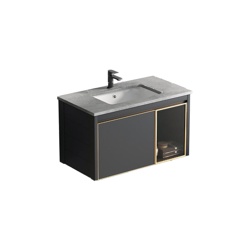 Glam Rectangular Bath Vanity Black Metal Base Single-Sink Bathroom Vanity Vanity & Faucet 28"L x 19"W x 16"H Clearhalo 'Bathroom Remodel & Bathroom Fixtures' 'Bathroom Vanities' 'bathroom_vanities' 'Home Improvement' 'home_improvement' 'home_improvement_bathroom_vanities' 7476581