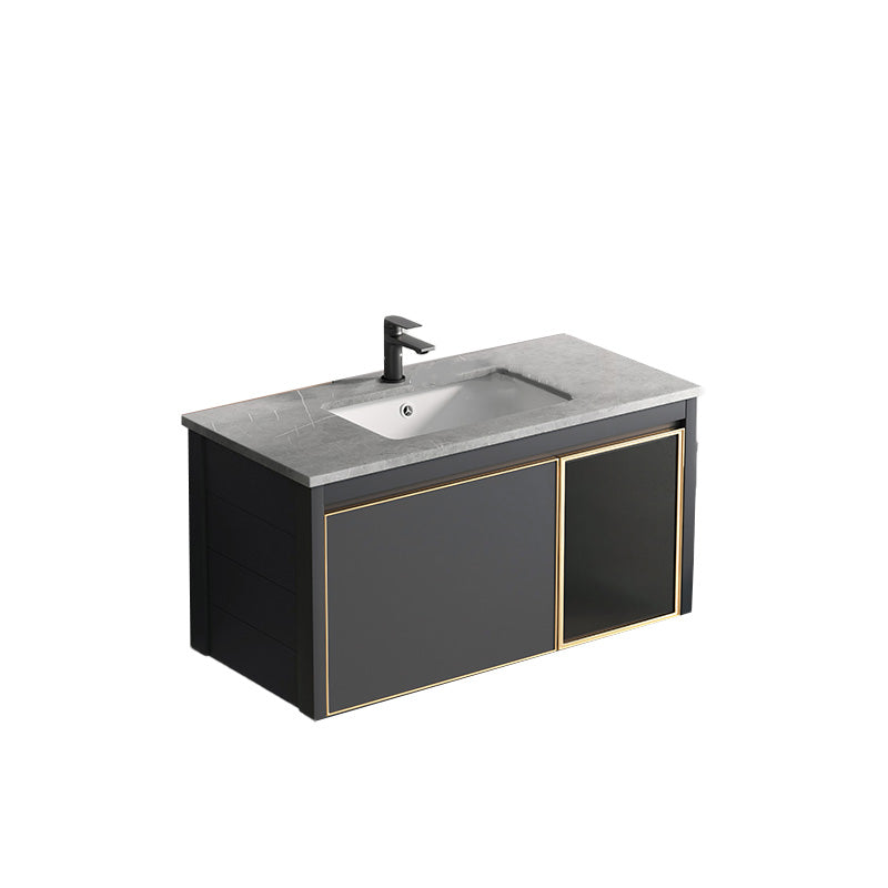 Glam Rectangular Bath Vanity Black Metal Base Single-Sink Bathroom Vanity Vanity & Faucet 31"L x 19"W x 16"H Clearhalo 'Bathroom Remodel & Bathroom Fixtures' 'Bathroom Vanities' 'bathroom_vanities' 'Home Improvement' 'home_improvement' 'home_improvement_bathroom_vanities' 7476584