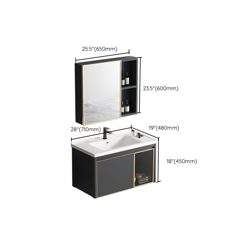 Glam Rectangular Bath Vanity Black Metal Base Single-Sink Bathroom Vanity Clearhalo 'Bathroom Remodel & Bathroom Fixtures' 'Bathroom Vanities' 'bathroom_vanities' 'Home Improvement' 'home_improvement' 'home_improvement_bathroom_vanities' 7476593