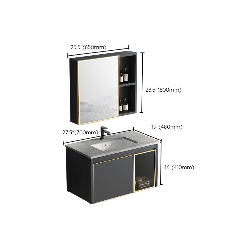 Glam Rectangular Bath Vanity Black Metal Base Single-Sink Bathroom Vanity Clearhalo 'Bathroom Remodel & Bathroom Fixtures' 'Bathroom Vanities' 'bathroom_vanities' 'Home Improvement' 'home_improvement' 'home_improvement_bathroom_vanities' 7476594