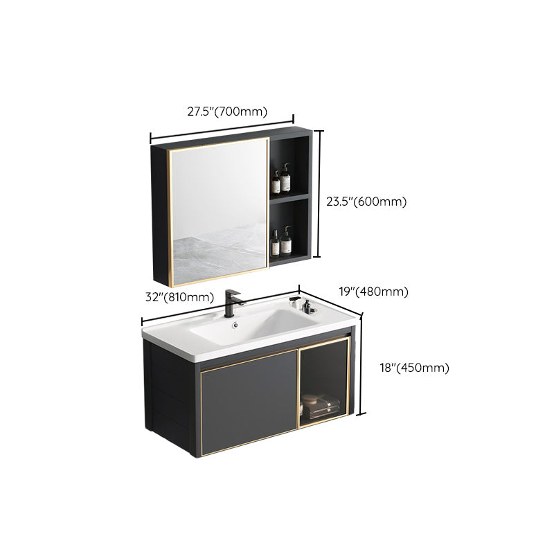 Glam Rectangular Bath Vanity Black Metal Base Single-Sink Bathroom Vanity Clearhalo 'Bathroom Remodel & Bathroom Fixtures' 'Bathroom Vanities' 'bathroom_vanities' 'Home Improvement' 'home_improvement' 'home_improvement_bathroom_vanities' 7476595