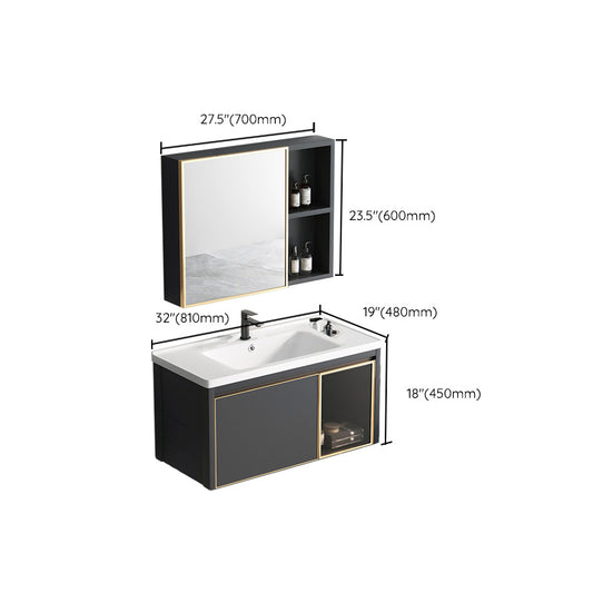 Glam Rectangular Bath Vanity Black Metal Base Single-Sink Bathroom Vanity Clearhalo 'Bathroom Remodel & Bathroom Fixtures' 'Bathroom Vanities' 'bathroom_vanities' 'Home Improvement' 'home_improvement' 'home_improvement_bathroom_vanities' 7476595