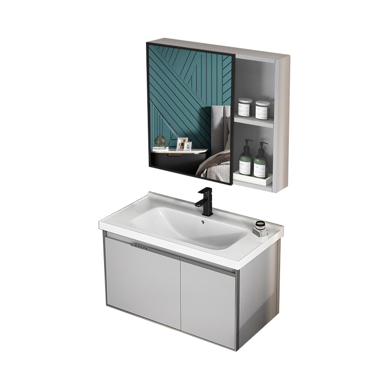 Wall Mount Bathroom Vanity Modern Faucet Included Bathroom Vanity Set Vanity & Faucet & Mirror Cabinet Ceramic Clearhalo 'Bathroom Remodel & Bathroom Fixtures' 'Bathroom Vanities' 'bathroom_vanities' 'Home Improvement' 'home_improvement' 'home_improvement_bathroom_vanities' 7476631