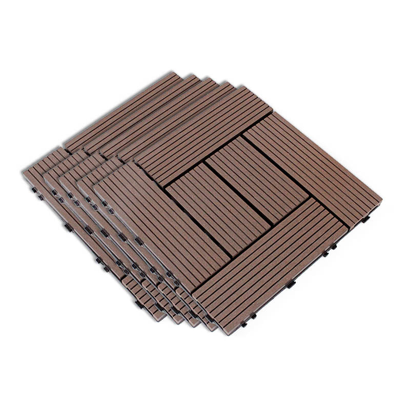 Composite Deck Flooring Tiles Interlocking Patio Flooring Tiles with Fire Resistant Dark Brown Clearhalo 'Home Improvement' 'home_improvement' 'home_improvement_outdoor_deck_tiles_planks' 'Outdoor Deck Tiles & Planks' 'Outdoor Flooring & Tile' 'Outdoor Remodel' 'outdoor_deck_tiles_planks' 7481003