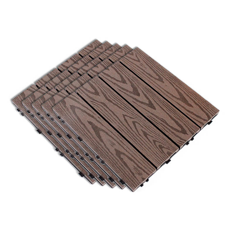 Composite Deck Flooring Tiles Interlocking Patio Flooring Tiles with Fire Resistant Dark Coffee Clearhalo 'Home Improvement' 'home_improvement' 'home_improvement_outdoor_deck_tiles_planks' 'Outdoor Deck Tiles & Planks' 'Outdoor Flooring & Tile' 'Outdoor Remodel' 'outdoor_deck_tiles_planks' 7481005