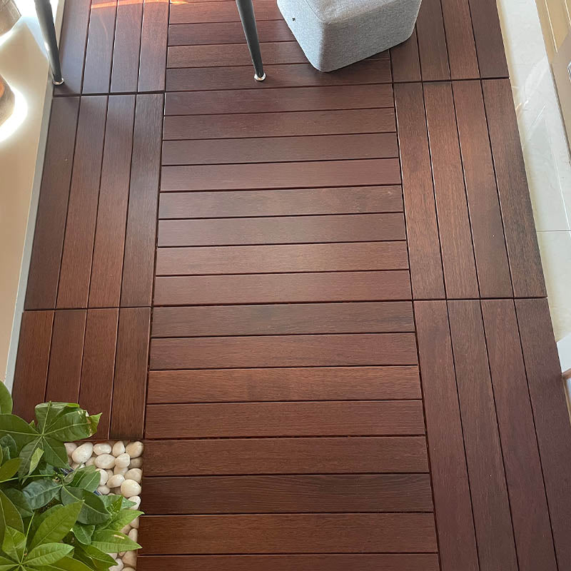 Solid Wood Deck Flooring Tiles Interlocking Deck Flooring Tiles 1' x 2' Dark Wood Clearhalo 'Home Improvement' 'home_improvement' 'home_improvement_outdoor_deck_tiles_planks' 'Outdoor Deck Tiles & Planks' 'Outdoor Flooring & Tile' 'Outdoor Remodel' 'outdoor_deck_tiles_planks' 7481096