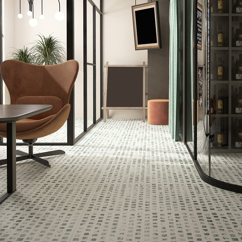 Vintage Pattern Wall Tiles Natural Stone Ceramic Rectangular Lattice Tiles Green-White 26 Pieces Clearhalo 'Floor Tiles & Wall Tiles' 'floor_tiles_wall_tiles' 'Flooring 'Home Improvement' 'home_improvement' 'home_improvement_floor_tiles_wall_tiles' Walls and Ceiling' 7483415