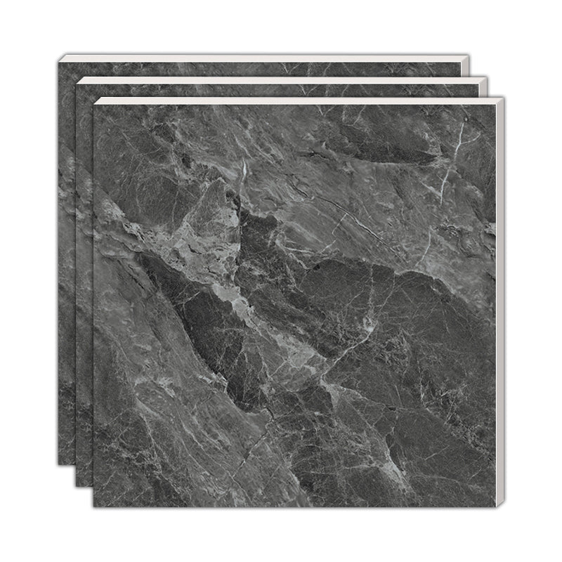 Contemporary Square Tile Marble Pattern Polished Porcelain Wall & Floor Tile Black-Gray Clearhalo 'Floor Tiles & Wall Tiles' 'floor_tiles_wall_tiles' 'Flooring 'Home Improvement' 'home_improvement' 'home_improvement_floor_tiles_wall_tiles' Walls and Ceiling' 7483428