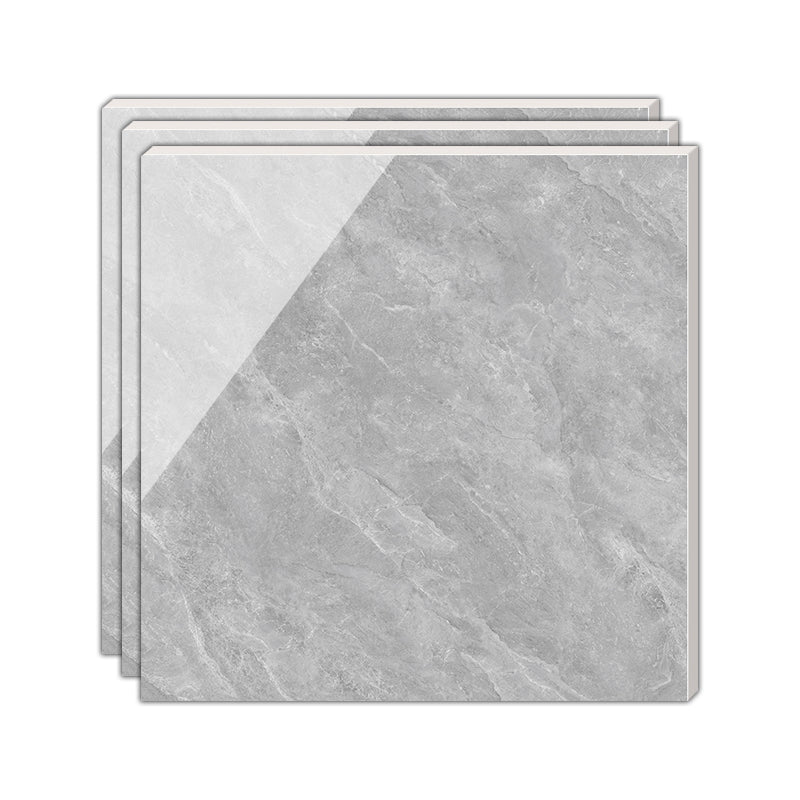 Contemporary Square Tile Marble Pattern Polished Porcelain Wall & Floor Tile Grey Clearhalo 'Floor Tiles & Wall Tiles' 'floor_tiles_wall_tiles' 'Flooring 'Home Improvement' 'home_improvement' 'home_improvement_floor_tiles_wall_tiles' Walls and Ceiling' 7483435
