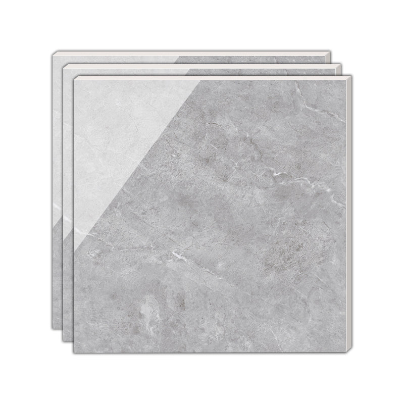 Contemporary Square Tile Marble Pattern Polished Porcelain Wall & Floor Tile Light Gray Clearhalo 'Floor Tiles & Wall Tiles' 'floor_tiles_wall_tiles' 'Flooring 'Home Improvement' 'home_improvement' 'home_improvement_floor_tiles_wall_tiles' Walls and Ceiling' 7483437