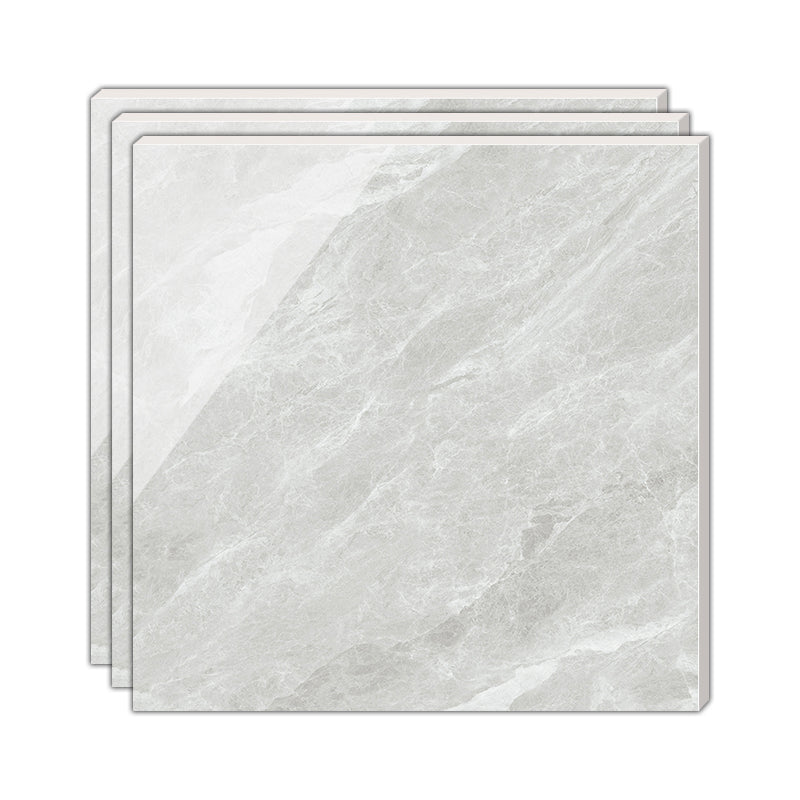 Contemporary Square Tile Marble Pattern Polished Porcelain Wall & Floor Tile Gray-White Clearhalo 'Floor Tiles & Wall Tiles' 'floor_tiles_wall_tiles' 'Flooring 'Home Improvement' 'home_improvement' 'home_improvement_floor_tiles_wall_tiles' Walls and Ceiling' 7483441