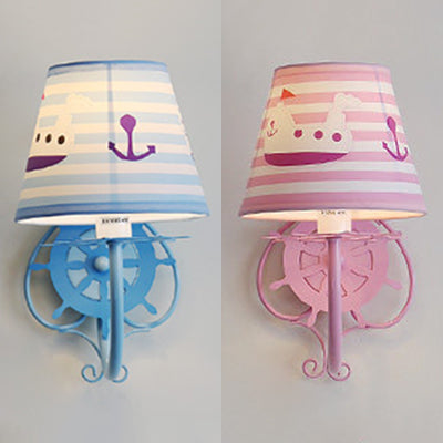 Nautical Rudder Sconce Light with Ship & Anchor Metal 1 Head Wall Lamp for Child Bedroom Clearhalo 'Wall Lamps & Sconces' 'Wall Lights' Lighting' 74844