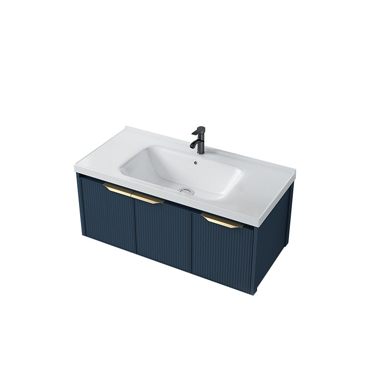 Metal Frame Vanity Wall Mount Blue Single Sink 2 Doors Mirror Bath Vanity with Faucet Vanity & Faucet 35.4"L x 18.5"W x 15.7"H Clearhalo 'Bathroom Remodel & Bathroom Fixtures' 'Bathroom Vanities' 'bathroom_vanities' 'Home Improvement' 'home_improvement' 'home_improvement_bathroom_vanities' 7485613