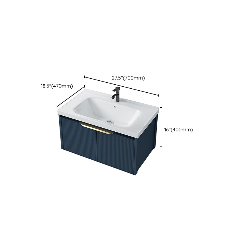 Metal Frame Vanity Wall Mount Blue Single Sink 2 Doors Mirror Bath Vanity with Faucet Clearhalo 'Bathroom Remodel & Bathroom Fixtures' 'Bathroom Vanities' 'bathroom_vanities' 'Home Improvement' 'home_improvement' 'home_improvement_bathroom_vanities' 7485630