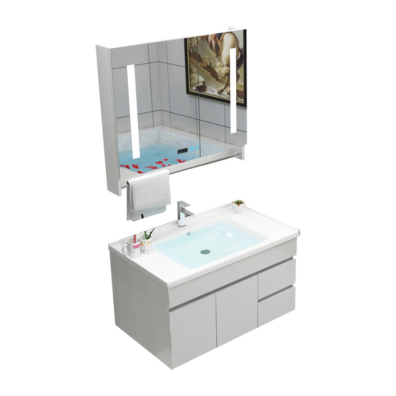 Modern Bathroom Vanity Sink Drawers Rectangular Faucet Mirror Bathroom Vanity Set Vanity & Faucet & Smart Medicine Cabinet 32"L x 19"W x 20"H Wall Cabinet Clearhalo 'Bathroom Remodel & Bathroom Fixtures' 'Bathroom Vanities' 'bathroom_vanities' 'Home Improvement' 'home_improvement' 'home_improvement_bathroom_vanities' 7485670