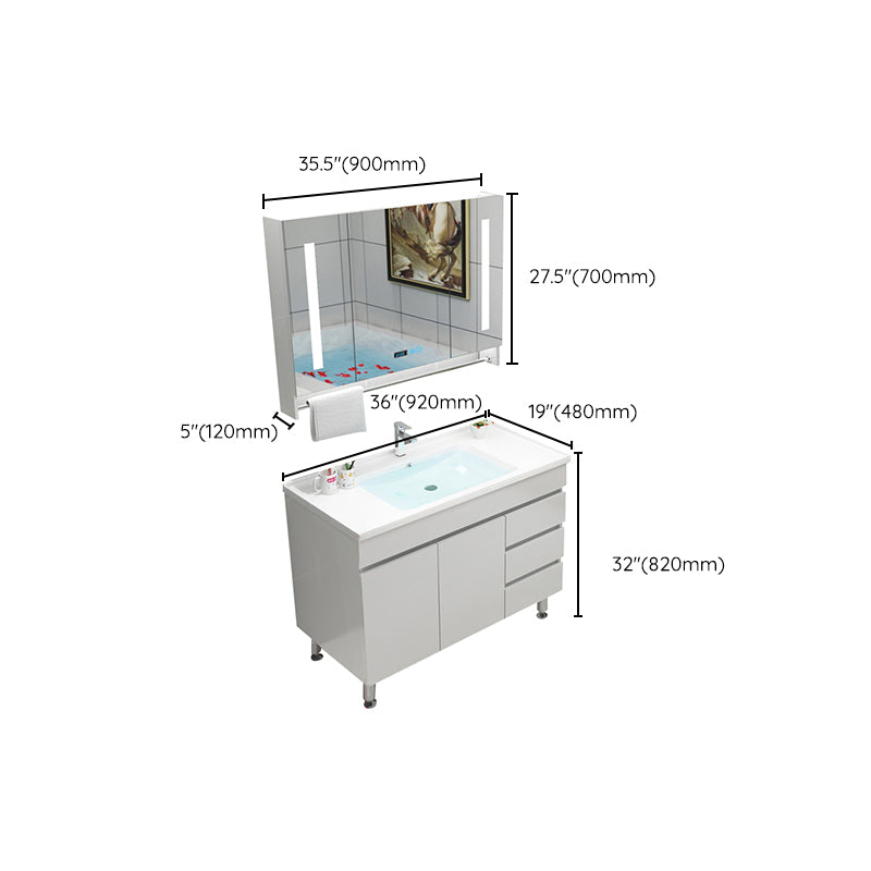 Modern Bathroom Vanity Sink Drawers Rectangular Faucet Mirror Bathroom Vanity Set Clearhalo 'Bathroom Remodel & Bathroom Fixtures' 'Bathroom Vanities' 'bathroom_vanities' 'Home Improvement' 'home_improvement' 'home_improvement_bathroom_vanities' 7485684