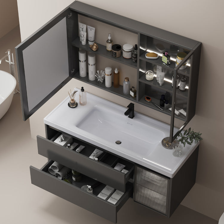 Modern Vanity Rectangular Dark Gray Single-Sink Wall Mount Sink Vanity Clearhalo 'Bathroom Remodel & Bathroom Fixtures' 'Bathroom Vanities' 'bathroom_vanities' 'Home Improvement' 'home_improvement' 'home_improvement_bathroom_vanities' 7487052