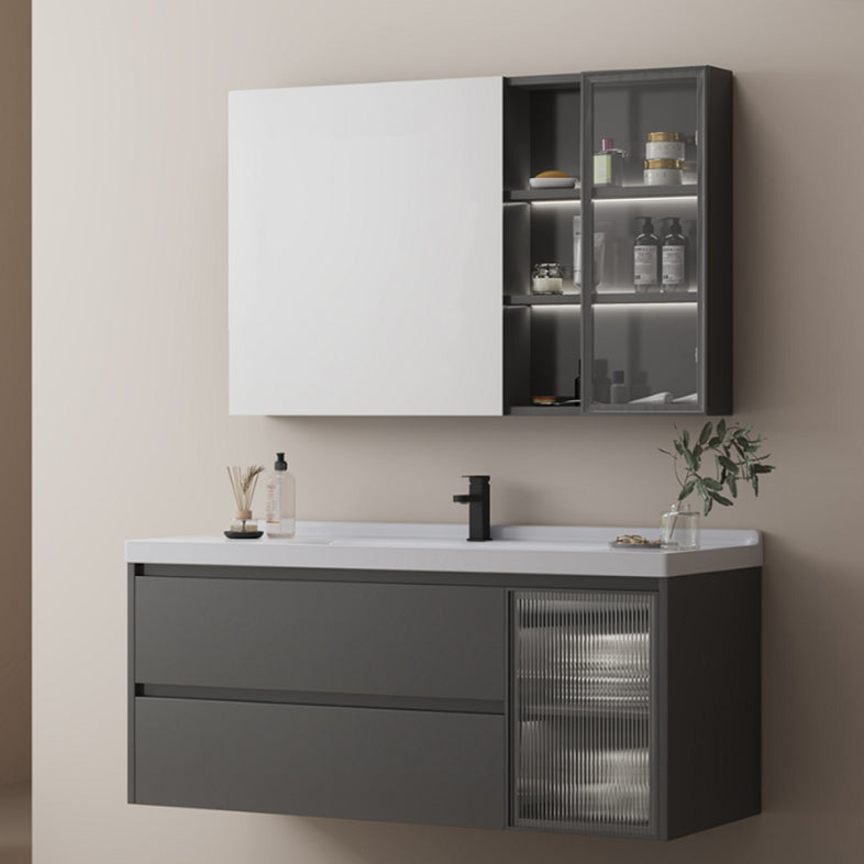 Modern Vanity Rectangular Dark Gray Single-Sink Wall Mount Sink Vanity Clearhalo 'Bathroom Remodel & Bathroom Fixtures' 'Bathroom Vanities' 'bathroom_vanities' 'Home Improvement' 'home_improvement' 'home_improvement_bathroom_vanities' 7487055