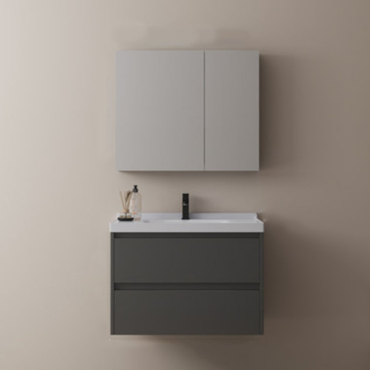 Modern Vanity Rectangular Dark Gray Single-Sink Wall Mount Sink Vanity Clearhalo 'Bathroom Remodel & Bathroom Fixtures' 'Bathroom Vanities' 'bathroom_vanities' 'Home Improvement' 'home_improvement' 'home_improvement_bathroom_vanities' 7487057