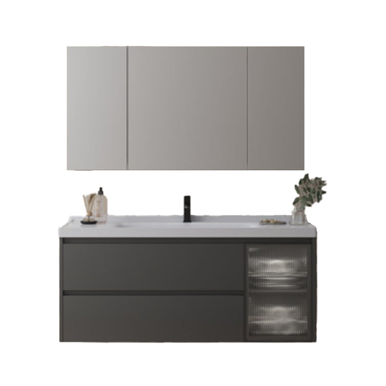 Modern Vanity Rectangular Dark Gray Single-Sink Wall Mount Sink Vanity Clearhalo 'Bathroom Remodel & Bathroom Fixtures' 'Bathroom Vanities' 'bathroom_vanities' 'Home Improvement' 'home_improvement' 'home_improvement_bathroom_vanities' 7487061