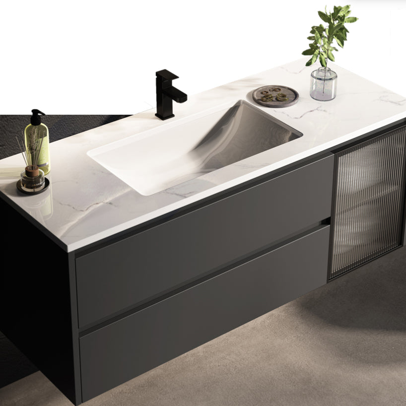 Modern Vanity Rectangular Dark Gray Single-Sink Wall Mount Sink Vanity Clearhalo 'Bathroom Remodel & Bathroom Fixtures' 'Bathroom Vanities' 'bathroom_vanities' 'Home Improvement' 'home_improvement' 'home_improvement_bathroom_vanities' 7487066