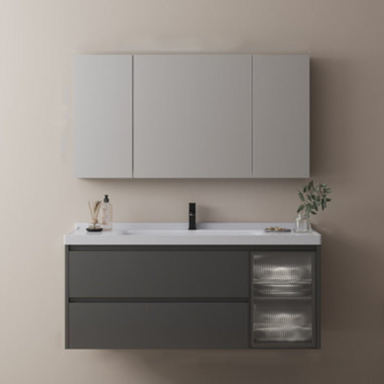 Modern Vanity Rectangular Dark Gray Single-Sink Wall Mount Sink Vanity Clearhalo 'Bathroom Remodel & Bathroom Fixtures' 'Bathroom Vanities' 'bathroom_vanities' 'Home Improvement' 'home_improvement' 'home_improvement_bathroom_vanities' 7487067