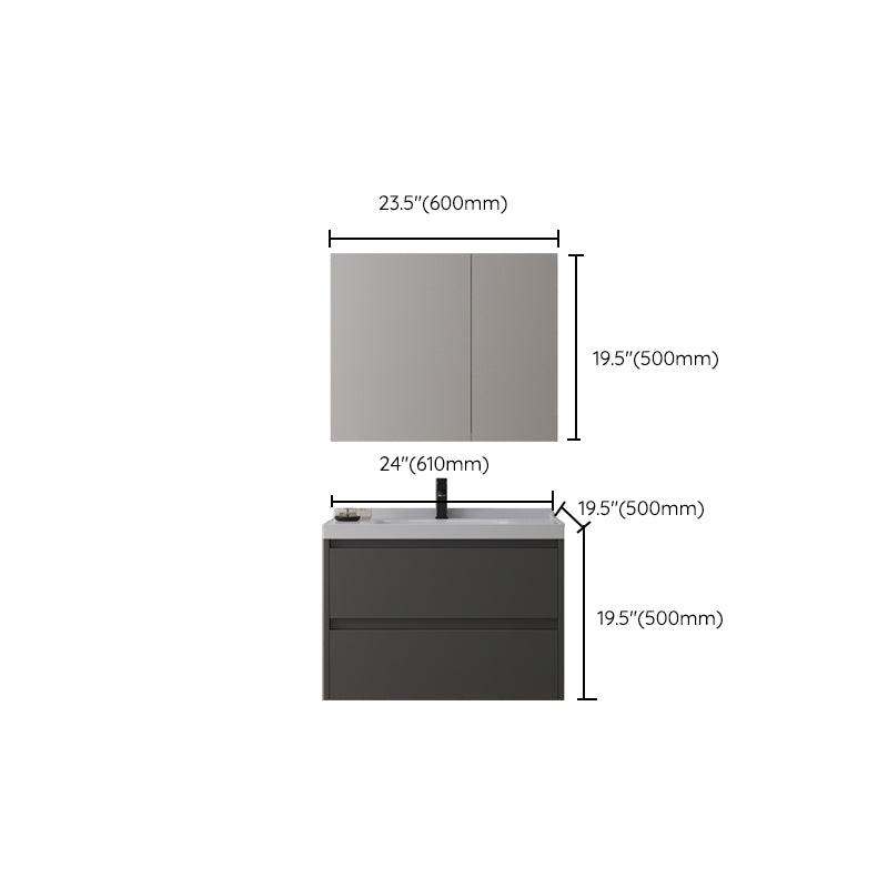 Modern Vanity Rectangular Dark Gray Single-Sink Wall Mount Sink Vanity Clearhalo 'Bathroom Remodel & Bathroom Fixtures' 'Bathroom Vanities' 'bathroom_vanities' 'Home Improvement' 'home_improvement' 'home_improvement_bathroom_vanities' 7487068