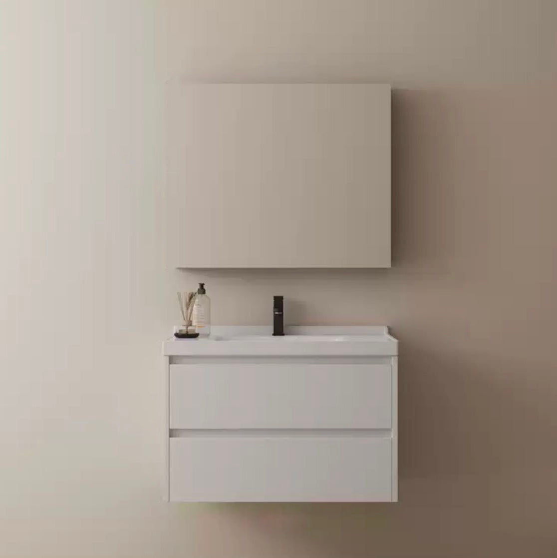 Modern Wall Mount Bathroom Vanity White Ceramic Single-Sink Vanity Set Clearhalo 'Bathroom Remodel & Bathroom Fixtures' 'Bathroom Vanities' 'bathroom_vanities' 'Home Improvement' 'home_improvement' 'home_improvement_bathroom_vanities' 7487078