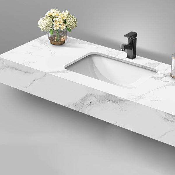 Glam Wall Mount Bathroom Vanity Black Ceramic Single-Sink Rectangular Vanity Set Clearhalo 'Bathroom Remodel & Bathroom Fixtures' 'Bathroom Vanities' 'bathroom_vanities' 'Home Improvement' 'home_improvement' 'home_improvement_bathroom_vanities' 7487108