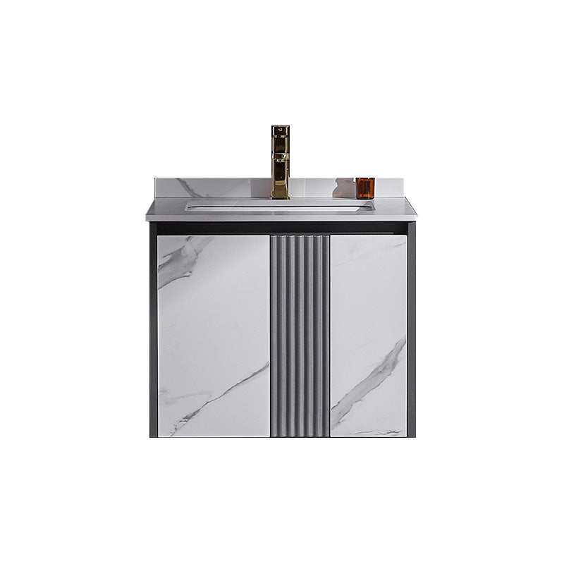 Modern Rectangular Vanity Set Stone Single-Sink Wall Mount Vanity Vanity & Faucet 24"L x 20"W x 21"H Mid Clearhalo 'Bathroom Remodel & Bathroom Fixtures' 'Bathroom Vanities' 'bathroom_vanities' 'Home Improvement' 'home_improvement' 'home_improvement_bathroom_vanities' 7487177