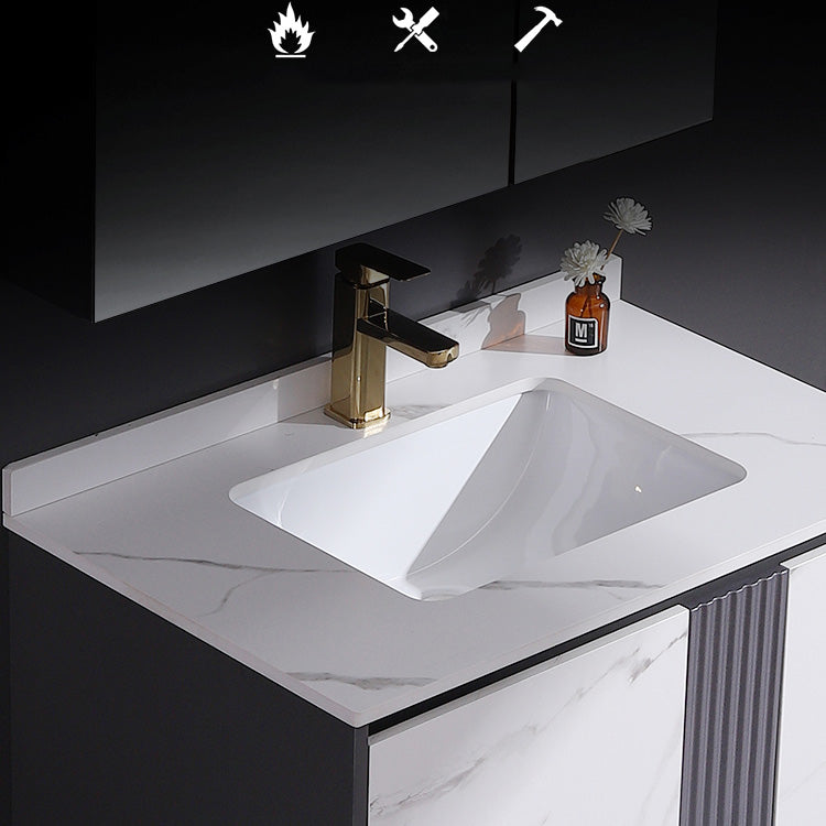 Modern Rectangular Vanity Set Stone Single-Sink Wall Mount Vanity Clearhalo 'Bathroom Remodel & Bathroom Fixtures' 'Bathroom Vanities' 'bathroom_vanities' 'Home Improvement' 'home_improvement' 'home_improvement_bathroom_vanities' 7487187