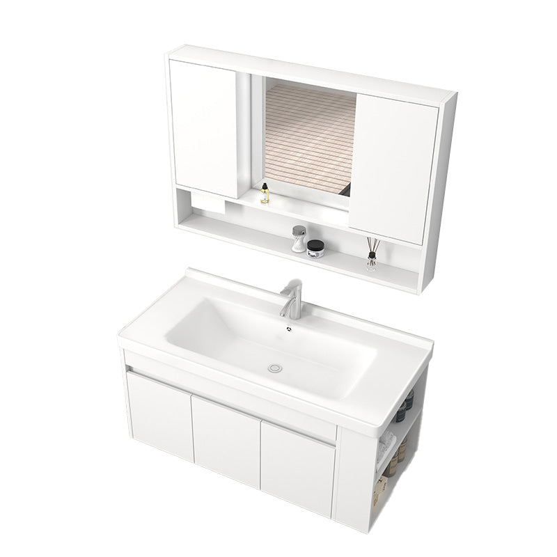 Modern Wood Sink Vanity Wood Wall Mount Faucet Included Bathroom Vanity Vanity & Faucet & Mirror Cabinet 40"L x 19"W x 20"H Clearhalo 'Bathroom Remodel & Bathroom Fixtures' 'Bathroom Vanities' 'bathroom_vanities' 'Home Improvement' 'home_improvement' 'home_improvement_bathroom_vanities' 7487295