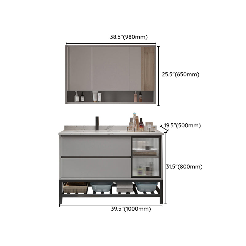 Bathroom Vanity Set Drawers Storage Shelf Ceramic Sink Vanity Set Clearhalo 'Bathroom Remodel & Bathroom Fixtures' 'Bathroom Vanities' 'bathroom_vanities' 'Home Improvement' 'home_improvement' 'home_improvement_bathroom_vanities' 7492173