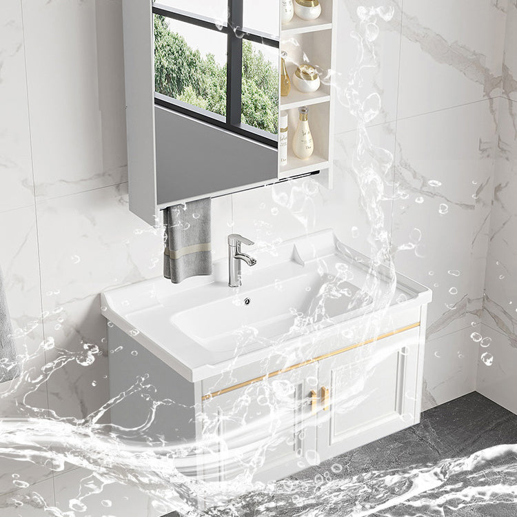 Glam White Sink Vanity Wooden Single Sink Vanity Set for Bathroom Clearhalo 'Bathroom Remodel & Bathroom Fixtures' 'Bathroom Vanities' 'bathroom_vanities' 'Home Improvement' 'home_improvement' 'home_improvement_bathroom_vanities' 7492285