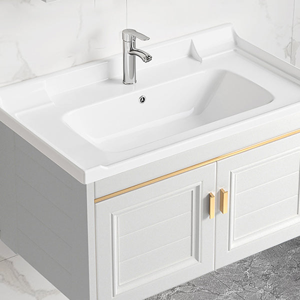 Glam White Sink Vanity Wooden Single Sink Vanity Set for Bathroom Clearhalo 'Bathroom Remodel & Bathroom Fixtures' 'Bathroom Vanities' 'bathroom_vanities' 'Home Improvement' 'home_improvement' 'home_improvement_bathroom_vanities' 7492286
