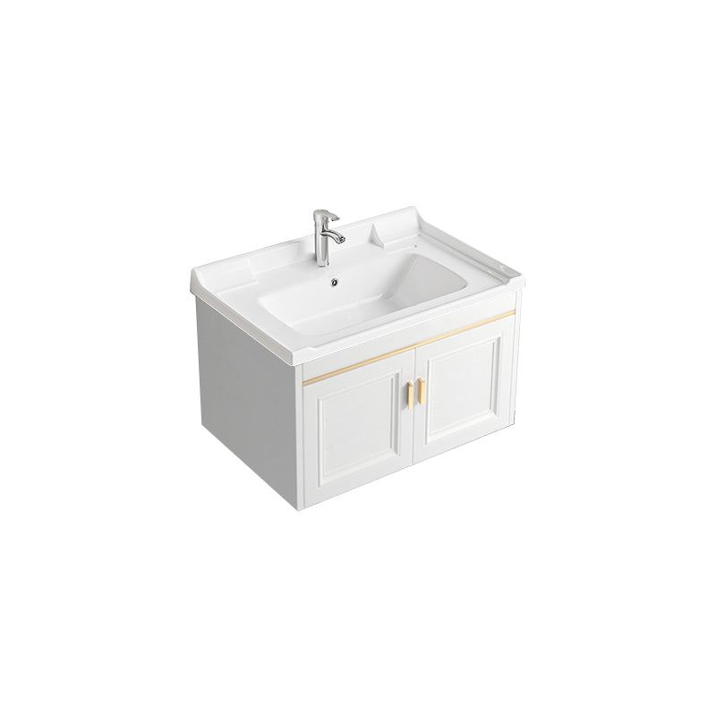 Glam White Sink Vanity Wooden Single Sink Vanity Set for Bathroom Vanity & Faucet 28"L x 19"W x 16"H Towel Bar Not Included Clearhalo 'Bathroom Remodel & Bathroom Fixtures' 'Bathroom Vanities' 'bathroom_vanities' 'Home Improvement' 'home_improvement' 'home_improvement_bathroom_vanities' 7492305